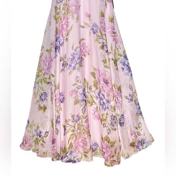 NWT Lulus Romantic Marvel Light Pink Floral Print Halter Neck Maxi Dress, Small - Picture 9 of 16